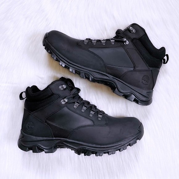 Timberland Men’s Keele Ridge Waterproof Mid Hiker Boots In Black - Picture 2 of 7